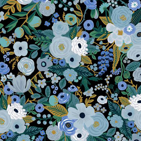 Imagen del producto: Tela Rifle Paper  "Garden party" azul, algod&oacute;n  - 50 x 55 cm